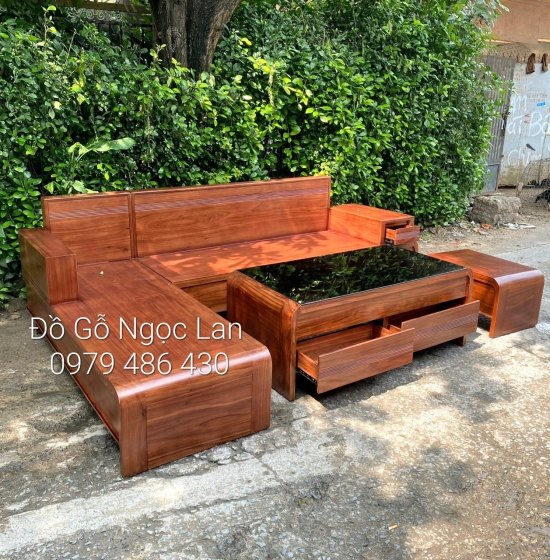 BÀN GHẾ SOFA GỖ SỒI NGA MÀU ÓC CHÓ