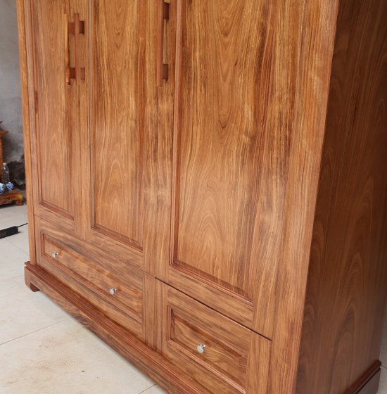 Tủ Quần Áo 4 cánh Gỗ Hương Xám Mẫu Đai Vòm T HX 018