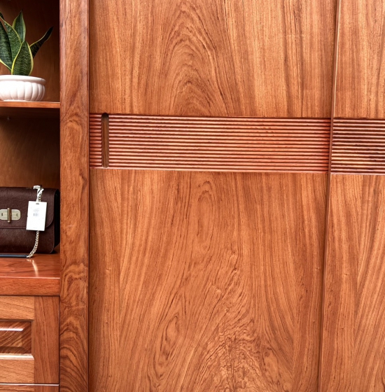 Tủ Quần Áo Gỗ Hương Đá 1M9 Cửa Lùa Kèm Góc Trang Trí - Hiện Đại