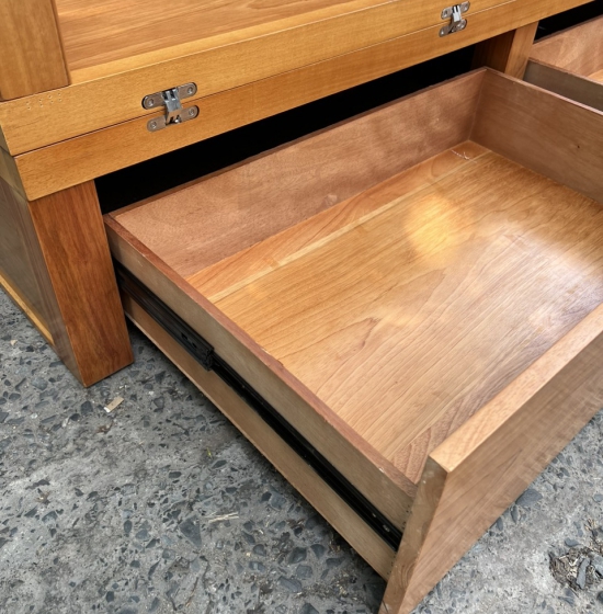 GIƯỜNG GẤP GỖ ,GHẾ MỞ RA THÀNH GIƯỜNG GỖ GÕ ĐỎ 2 NGĂN KÉO 1M4X2M