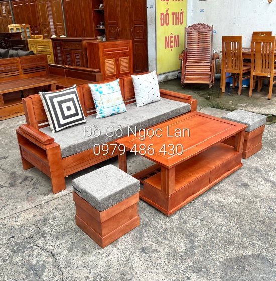SOFA VĂNG GỖ SỒI NGA GIÁ RẺ KÈM NỆM 4 CHI TIẾT 