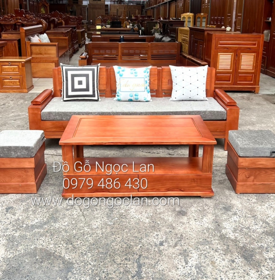 SOFA VĂNG GỖ SỒI NGA GIÁ RẺ KÈM NỆM 4 CHI TIẾT 