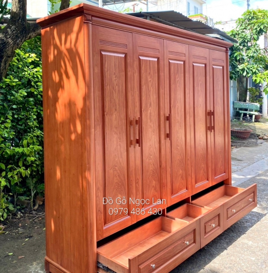 Tủ Quần Áo Gỗ Hương Đá 5 Cánh Trơn Hiện Đại TA 084