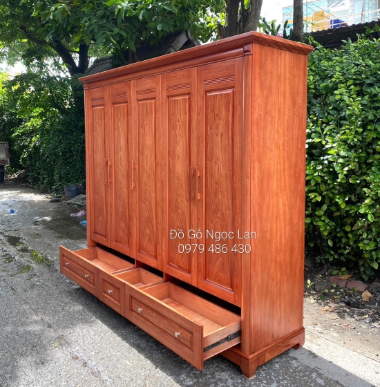Tủ Quần Áo Gỗ Hương Đá 5 Cánh Trơn Hiện Đại TA 084