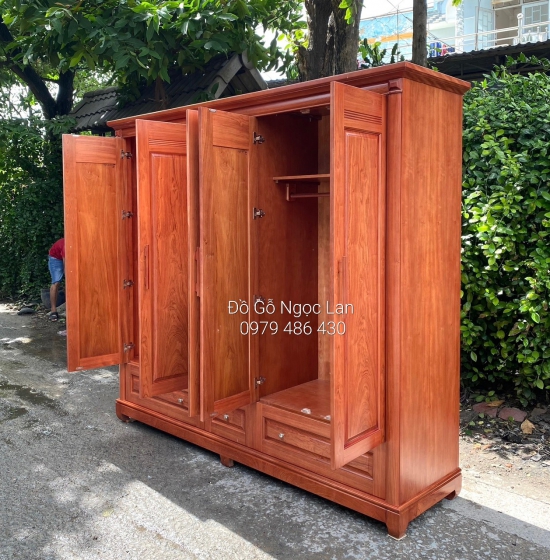 Tủ Quần Áo Gỗ Hương Đá 5 Cánh Trơn Hiện Đại TA 084
