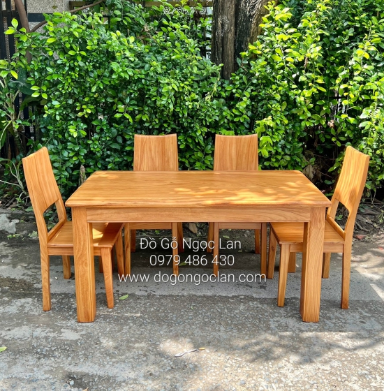 BÀN ĂN GỖ GÕ ĐỎ 4 GHẾ MẶT NGUYÊN KHỐI - HIỆN ĐẠI