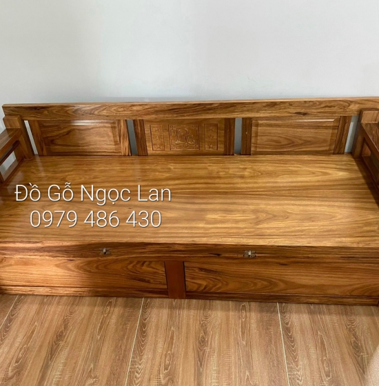 GHẾ SOFA GIƯỜNG GẤP 2 NGĂN KÉO GỖ HƯƠNG XÁM 1M6X2M HIỆN ĐẠI 