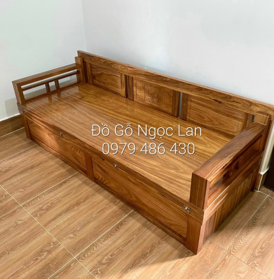 GHẾ SOFA GIƯỜNG GẤP 2 NGĂN KÉO GỖ HƯƠNG XÁM 1M6X2M HIỆN ĐẠI 