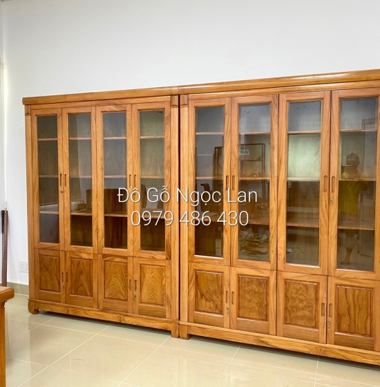 TỦ SÁCH - TỦ HỒ SƠ GỖ GÕ ĐỎ 4 CÁNH CAO CẤP