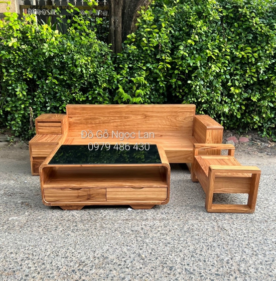 BÀN GHẾ SOFA VĂNG GỖ HƯƠNG XÁM 3 NGĂN KÉO - HIỆN ĐẠI 