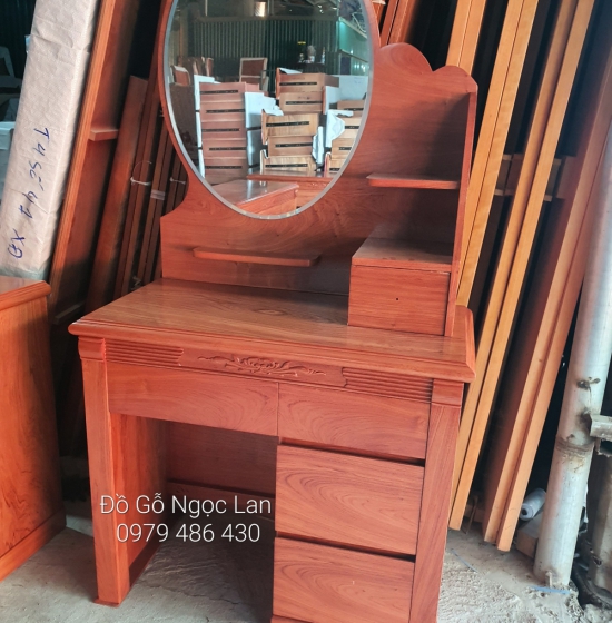 BÀN TRANG ĐIỂM GỖ HƯƠNG ĐÁ 80CM - GƯƠNG HỘP HIỆN ĐẠI 