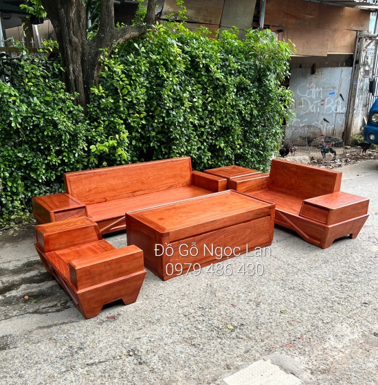GHẾ SOFA GỖ HƯƠNG ĐÁ CAO CẤP CHÂN THUYỀN - 2 VĂNG