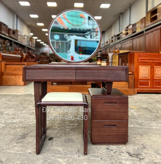 BÀN TRANG ĐIỂM GỖ MUN 1M GƯƠNG TRÒN - HIỆN ĐẠI 