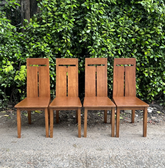 BỘ BÀN ĂN GỖ SỒI NGA LAU MÀU ÓC CHÓ 6 GHẾ MẶT ĐÁ - CHÂN HƯƠU