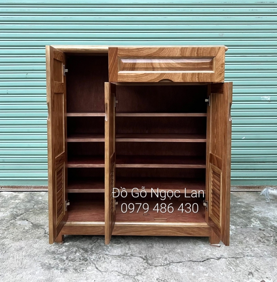 TỦ GIÀY DÉP GỖ HƯƠNG XÁM 3 CÁNH CAO 1M2 - TG 170