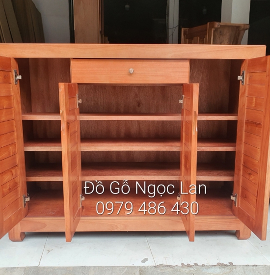 Tủ giầy dép gỗ xoan đào 4 cánh hiện đại giá rẻ TG 014