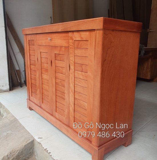 Tủ giầy dép gỗ xoan đào 4 cánh hiện đại giá rẻ TG 014