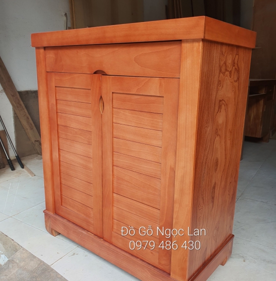 Tủ giầy dép 2 cánh gỗ xoan đào tự nhiên hiện đại TG 0140