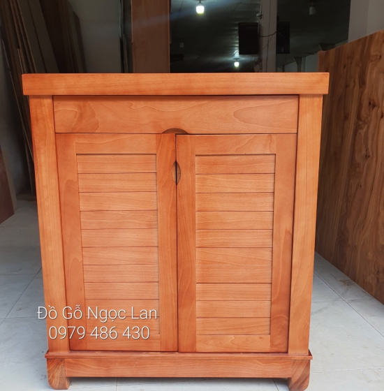 Tủ giầy dép 2 cánh gỗ xoan đào tự nhiên hiện đại TG 0140