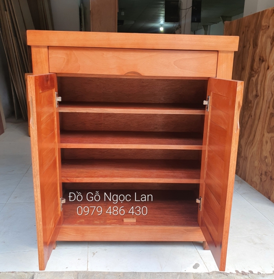 Tủ giầy dép 2 cánh gỗ xoan đào tự nhiên hiện đại TG 0140