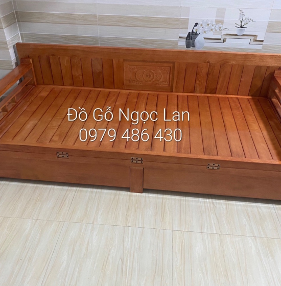 Giường Gấp Ô Kéo Gỗ Sồi màu xoan đào GG 023