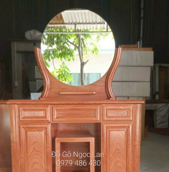 BÀN TRANG ĐIỂM 1M GỖ HƯƠNG ĐÁ - MẪU GƯƠNG HỘP 