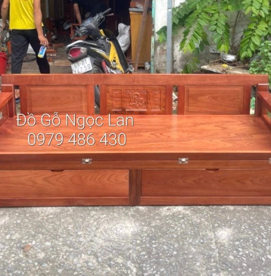 GIƯỜNG GẤP GỖ XOAN ĐÀO 2 NGĂN KÉO 1M2 X 1M9 BẢN LỀ ÂM 