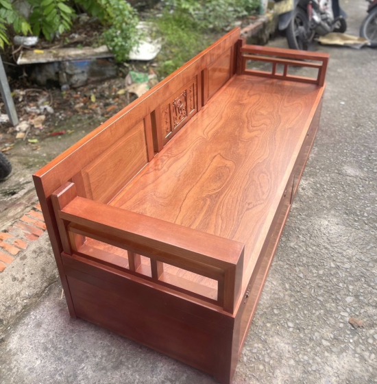 GIƯỜNG GẤP GỖ XOAN ĐÀO 2 NGĂN KÉO 1M2 X 1M9 BẢN LỀ ÂM 