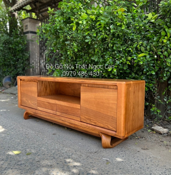 Kệ TiVi Gỗ Sồi Nga 2m Hiện Đại Lau Màu Sơn Inchem Cao Cấp 