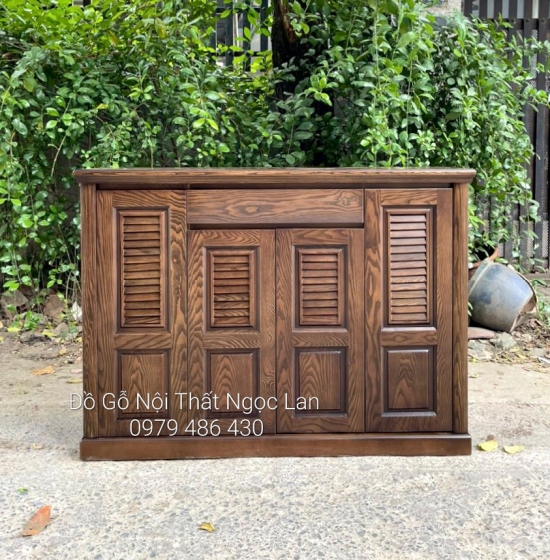 TỦ GIÀY DÉP GỖ SỒI NGA 4 CÁNH LAU MÀU ÓC CHÓ ĐẸP - HIỆN ĐẠI