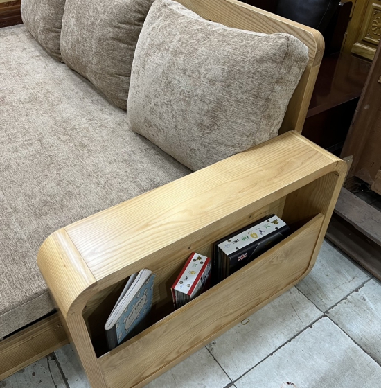 SOFA GIƯỜNG GỖ SỒI THÔNG MINH MÀU TỰ NHIÊN -KÈM NỆM 