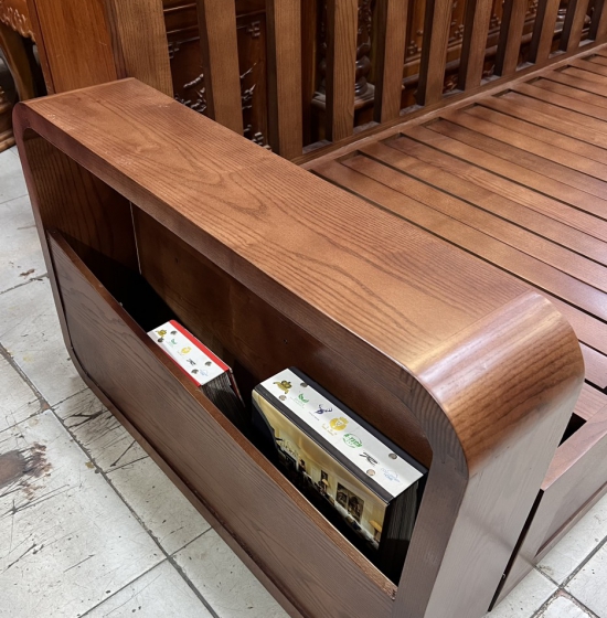 SOFA GIƯỜNG KÉO GỖ SỒI THÔNG MINH MÀU ÓC CHÓ KÈM NỆM 