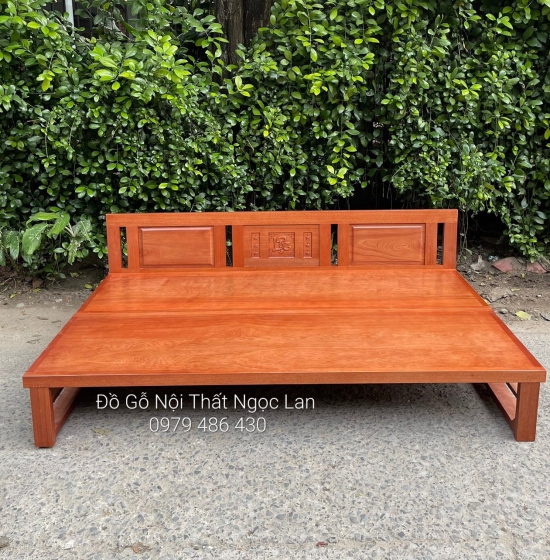 GIƯỜNG GẤP GỖ XOAN ĐÀO MẶT LIỀN CAO CẤP - BẢN LỀ ÂM