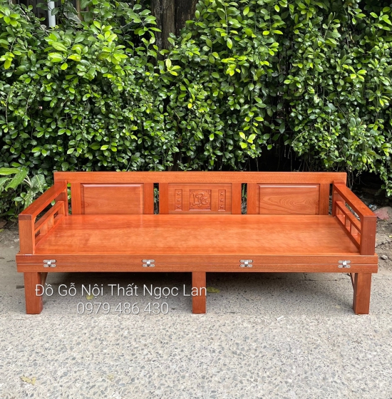 GIƯỜNG GẤP GỖ XOAN ĐÀO MẶT LIỀN CAO CẤP - BẢN LỀ ÂM