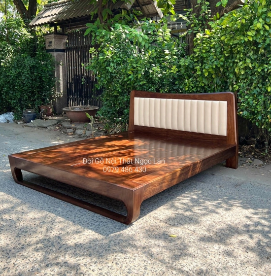 GIƯỜNG NGỦ GỖ HƯƠNG XÁM KIỂU NHẬT CHÂN QUỲ HIỆN ĐẠI - MÀU ÓC CHÓ BỌC NỆM 