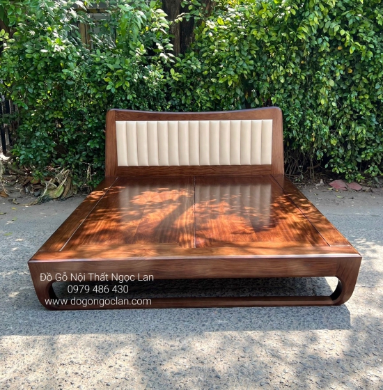 GIƯỜNG NGỦ GỖ HƯƠNG XÁM KIỂU NHẬT CHÂN QUỲ HIỆN ĐẠI - MÀU ÓC CHÓ BỌC NỆM 