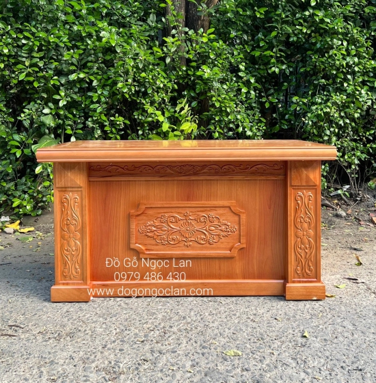 BÀN LÀM VIỆC GỖ HƯƠNG XÁM 1M4 MẪU HOA DÂY BỀN ĐẸP - BLV 0034 