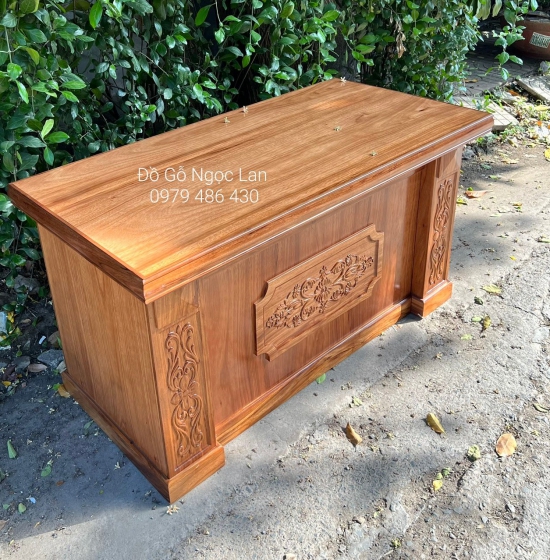 Bàn Làm Việc Gỗ Hương Xám Mẫu Hoa Dây 1m6 BLV 044