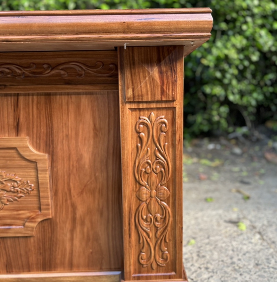 BÀN LÀM VIỆC GỖ HƯƠNG XÁM 1M4 MẪU HOA DÂY BỀN ĐẸP - BLV 0034 