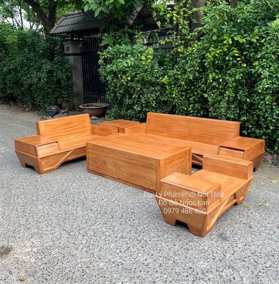 SOFA GỖ GÕ ĐỎ 2 VĂNG CHÂN THUYỀN CAO CẤP SFT 3600