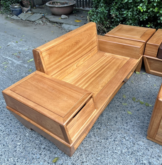 SOFA GỖ GÕ ĐỎ 2 VĂNG CHÂN THUYỀN CAO CẤP SFT 3600