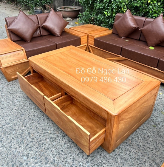 SOFA GỖ GÕ ĐỎ 2 VĂNG CHÂN THUYỀN CAO CẤP SFT 3600