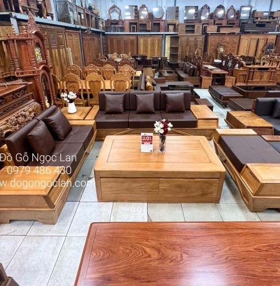 SOFA GỖ GÕ ĐỎ 2 VĂNG CHÂN THUYỀN CAO CẤP SFT 3600