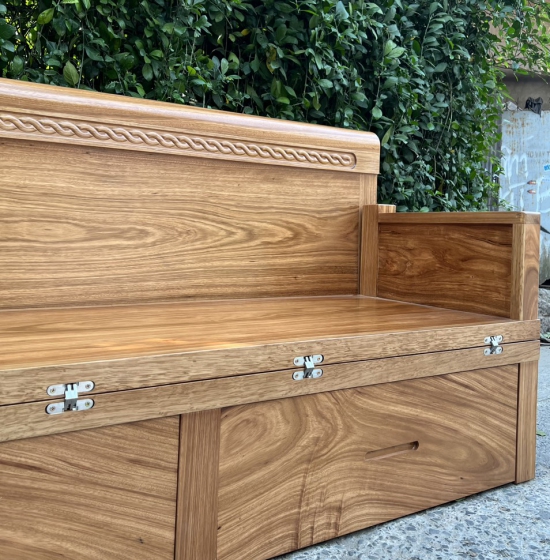 GIƯỜNG GẤP THÔNG MINH GỖ HƯƠNG XÁM 2 NGĂN KÉO CAO CẤP - GGX 57-6