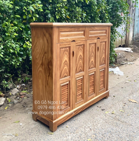 TỦ GIÀY DÉP GỖ HƯƠNG XÁM 4 CÁNH CAO 1M2 HIỆN ĐẠI 