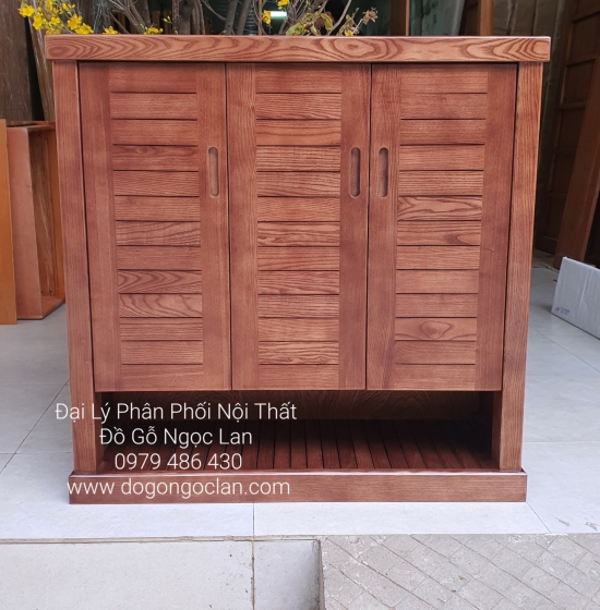 TỦ GIÀY DÉP GỖ SỒI NGA 3 CÁNH MÀU ÓC CHÓ - HIỆN ĐẠI TG 19-3