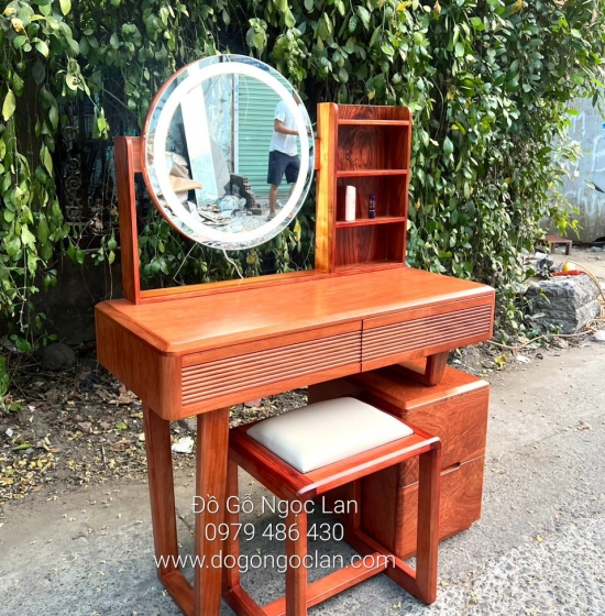 BÀN TRANG ĐIỂM GỖ HƯƠNG ĐÁ 1M GƯƠNG LES - HIỆN ĐẠI 