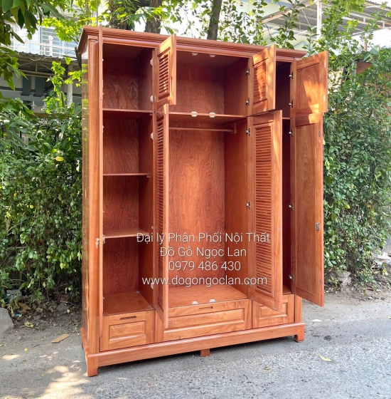 Tủ Áo Gỗ Xoan Đào 4 Cánh 2 Tầng Hiện Đại Giá Rẻ TXD 950