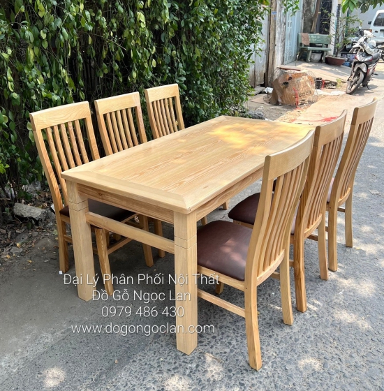 Bộ Bàn Ăn Gỗ Sồi Nga 6 Ghế kèm Nệm Giá Rẻ Hiện Đại - Mẫu Mới 