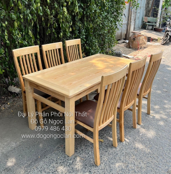 Bộ Bàn Ăn Gỗ Sồi Nga 6 Ghế kèm Nệm Giá Rẻ Hiện Đại - Mẫu Mới 